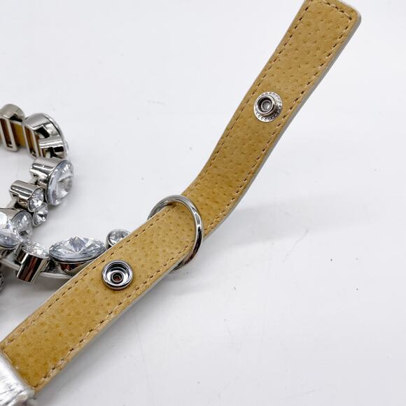 Chico's Womens Silver Leather Swarovski Touchstone Belt Size M/L - Picture 3 of 6